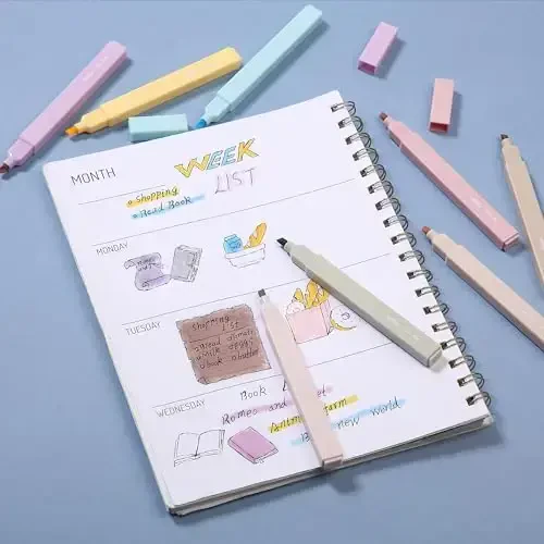 Mr. Pen - Estetik markerlar, 8 dona, keski uchi, neytral ranglar, turli rangdagi yoqimli markerlar - 7