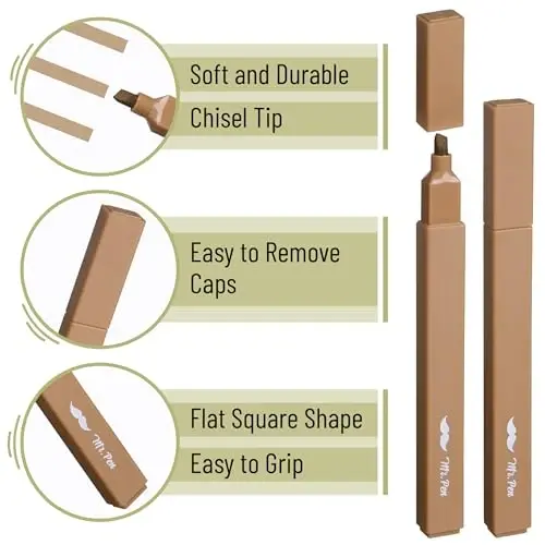 Mr. Pen - Estetik markerlar, 8 dona, kesma uchi, Verdant Earth, turli rangdagi yoqimli markerlar - 4