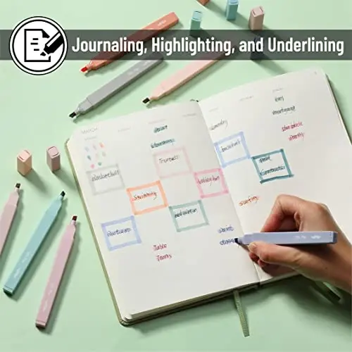 Mr. Pen- Aesthetic Cute Highlighters, 8 pcs, Chisel Tip, Earthy Colors, Assorted Colors,No Bleed Bible Pastel Highlighter Set - 6