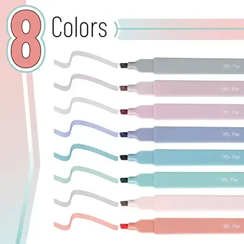 Mr. Pen- Aesthetic Cute Highlighters, 8 pcs, Chisel Tip, Earthy Colors, Assorted Colors,No Bleed Bible Pastel Highlighter Set - 2