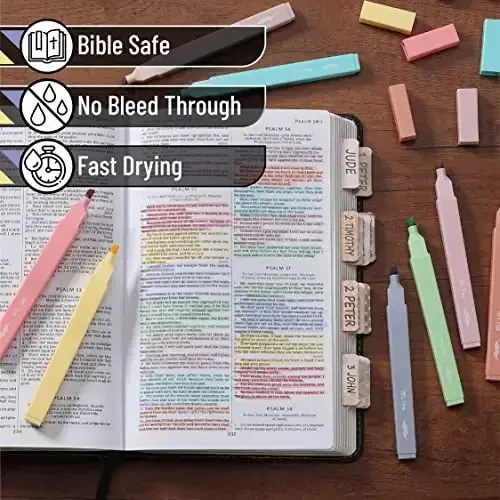 Mr. Pen - Estetik yoqimli pastel markerlar to'plami, 8 dona, kesilgan uchi, konfet ranglari, qonamaydigan Injil aralash ranglari - 4