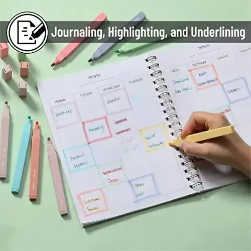 Mr. Pen - Estetik yoqimli pastel markerlar to'plami, 8 dona, kesilgan uchi, konfet ranglari, qonamaydigan Injil aralash ranglari - 6