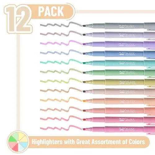 Mr. Pen Highlighters - 12 Pack, Chisel Tip, Pastel Colors, No Bleed, Set - MR. PEN (1)