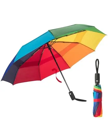 Mr. Pen Rainbow Ray Travel Umbrella, Windproof, Automatic, Compact, 42 Inch Canopy, Fiberglass Shaft, Aluminum Frame - 1