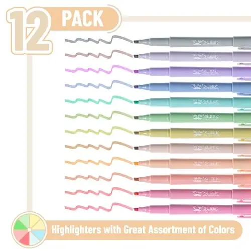 Mr. Pen Highlighters - 12 Pack, Chisel Tip, Pastel Colors, No Bleed, Set - 2