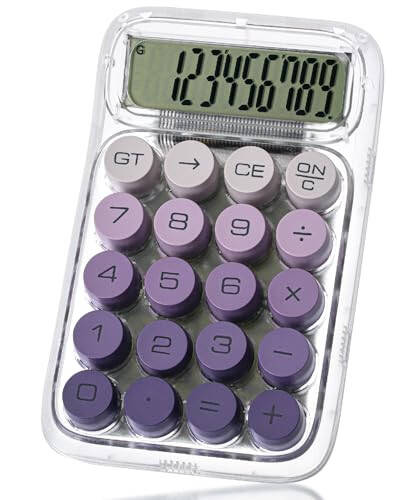 Mr. Pen- Mechanical Switch Calculator, 10 Digits, Purple Calculator, Transparent Body, Large LCD Display, Big Buttons Mechanical Calculator Desktop Calculator, Cute Calculator, Aesthetic Calculator - 1