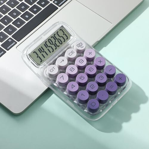 Mr. Pen- Mechanical Switch Calculator, 10 Digits, Purple Calculator, Transparent Body, Large LCD Display, Big Buttons Mechanical Calculator Desktop Calculator, Cute Calculator, Aesthetic Calculator - 7