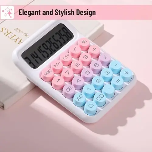 Mr. Pen- Mechanical Switch Calculator, 12 Digits, Large LCD Display, Colorful Calculator Big Buttons - 4