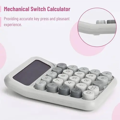Mr. Pen- Mechanical Switch Calculator, 12 Digits, Large LCD Display, Gray Calculator Big Buttons - 3