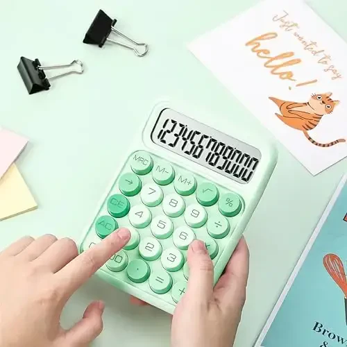 Mr. Pen- Mechanical Switch Calculator, 12 Digits, Large LCD Display, Green Calculator Big Buttons - 6