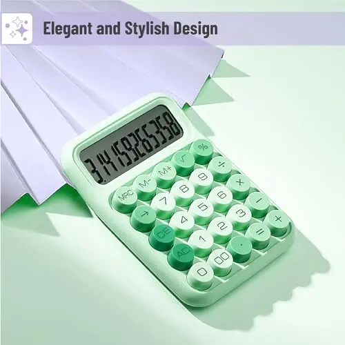 Mr. Pen- Mechanical Switch Calculator, 12 Digits, Large LCD Display, Green Calculator Big Buttons - 4