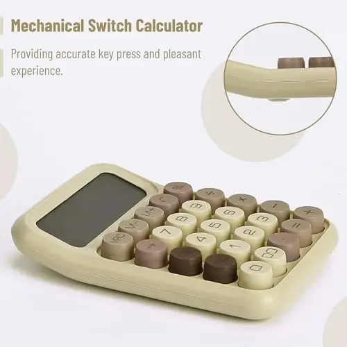 Mr. Pen- Mechanical Switch Calculator, 12 Digits, Large LCD Display, Khaki Cream, Mechanical Calculator Big Buttons - 3