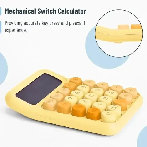 Mr. Pen- Mechanical Switch Calculator, 12 Digits, Large LCD Display, Orange Calculator Big Buttons - 3