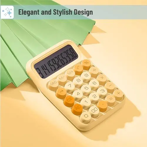 Mr. Pen- Mechanical Switch Calculator, 12 Digits, Large LCD Display, Orange Calculator Big Buttons - 4