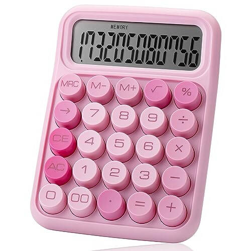 Mr. Pen- Mechanical Switch Calculator, 12 Digits, Large LCD Display, Pink Calculator Big Buttons, Mechanical Calculator, Calculators Desktop Calculator, Cute Calculator, Aesthetic Calculator Pink - 1