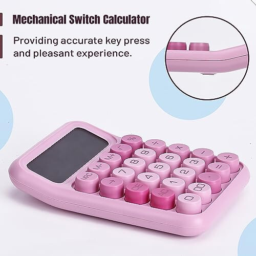 Mr. Pen- Mechanical Switch Calculator, 12 Digits, Large LCD Display, Pink Calculator Big Buttons, Mechanical Calculator, Calculators Desktop Calculator, Cute Calculator, Aesthetic Calculator Pink - 3