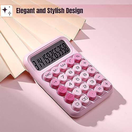 Mr. Pen- Mechanical Switch Calculator, 12 Digits, Large LCD Display, Pink Calculator Big Buttons, Mechanical Calculator, Calculators Desktop Calculator, Cute Calculator, Aesthetic Calculator Pink - 4