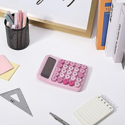 Mr. Pen- Mechanical Switch Calculator, 12 Digits, Large LCD Display, Pink Calculator Big Buttons, Mechanical Calculator, Calculators Desktop Calculator, Cute Calculator, Aesthetic Calculator Pink - 6