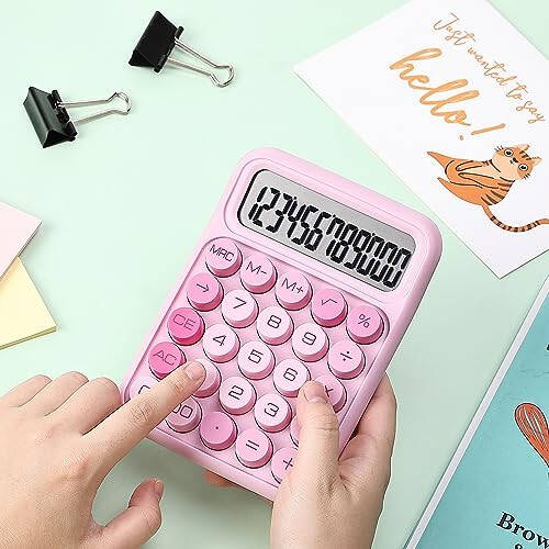 Mr. Pen- Mechanical Switch Calculator, 12 Digits, Large LCD Display, Pink Calculator Big Buttons, Mechanical Calculator, Calculators Desktop Calculator, Cute Calculator, Aesthetic Calculator Pink - 7