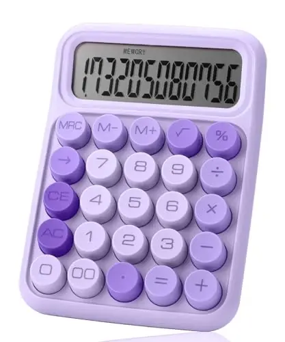 Mr. Pen- Mechanical Switch Calculator, 12 Digits, Large LCD Display, Purple Calculator Big Buttons - 1