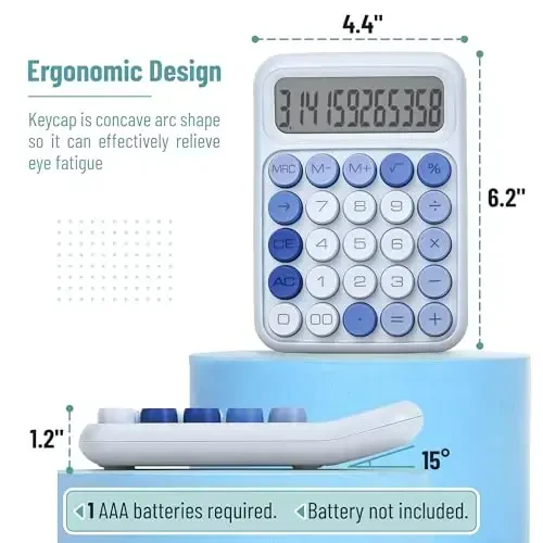 Mr. Pen- Mechanical Switch Calculator, 12 Digits Large LCD Display, Sky Blue Calculator Big Buttons - MR. PEN (1)
