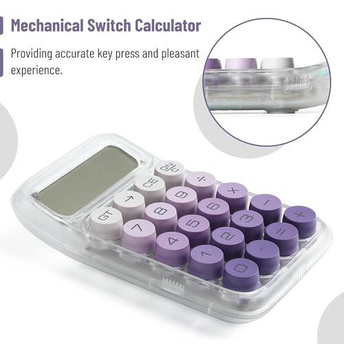 Mr. Pen- Mechanical Switch Calculator, 10 Digits, Purple Calculator, Transparent Body, Large LCD Display - 3