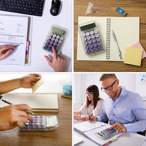 Mr. Pen- Mechanical Switch Calculator, 10 Digits, Purple Calculator, Transparent Body, Large LCD Display - 6