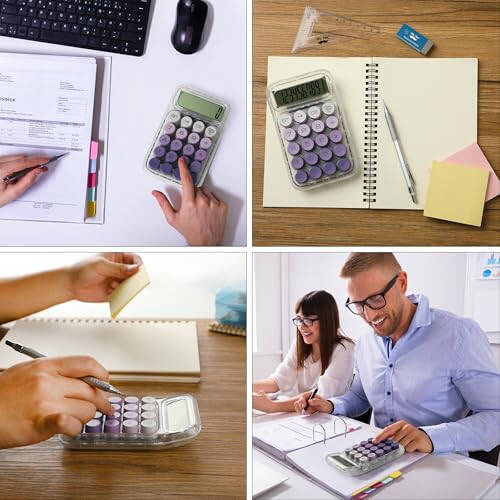Mr. Pen- Mechanical Switch Calculator, 10 Digits, Purple Calculator, Transparent Body, Large LCD Display - 6