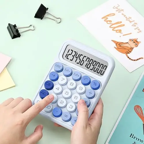 Mr. Pen- Mechanical Switch Calculator, 12 Digits Large LCD Display, Sky Blue Calculator Big Buttons - 6