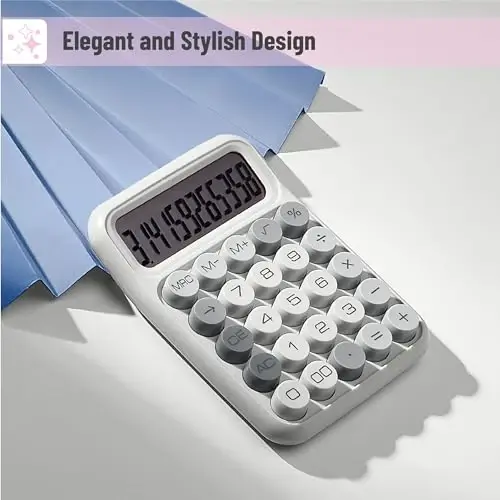 Mr. Pen- Mechanical Switch Calculator, 12 Digits, Large LCD Display, Gray Calculator Big Buttons - 4