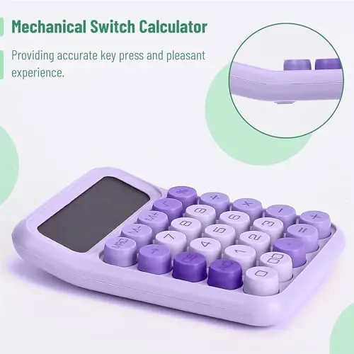 Mr. Pen- Mechanical Switch Calculator, 12 Digits, Large LCD Display, Purple Calculator Big Buttons - 3