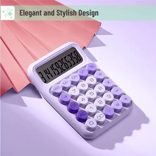 Mr. Pen- Mechanical Switch Calculator, 12 Digits, Large LCD Display, Purple Calculator Big Buttons - 4