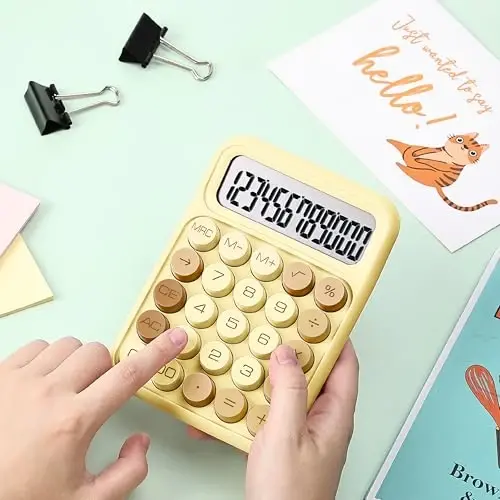 Mr. Pen- Mechanical Switch Calculator, 12 Digits, Large LCD Display, Beach Sand, Mechanical Calculator Big Buttons - 6