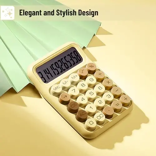 Mr. Pen- Mechanical Switch Calculator, 12 Digits, Large LCD Display, Beach Sand, Mechanical Calculator Big Buttons - 4