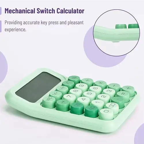 Mr. Pen- Mechanical Switch Calculator, 12 Digits, Large LCD Display, Green Calculator Big Buttons - 3