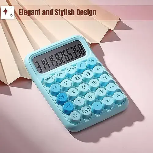 Mr. Pen - Mexanik Kalit Kalkulyatori, 12 Raqamli, Katta LCD Displey, Moviy Kalkulyator Katta Tugmalar - 4