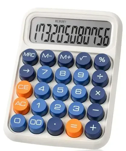 Mr. Pen - Mexanik kalit kalkulyatori, 12 xonali, Katta LCD displey, Rangli kalkulyator Katta tugmalar, Mexanik kalkulyator, Kalkulyatorlar Stol kalkulyatori, Chiroyli kalkulyator, Estetik kalkulyator - 1