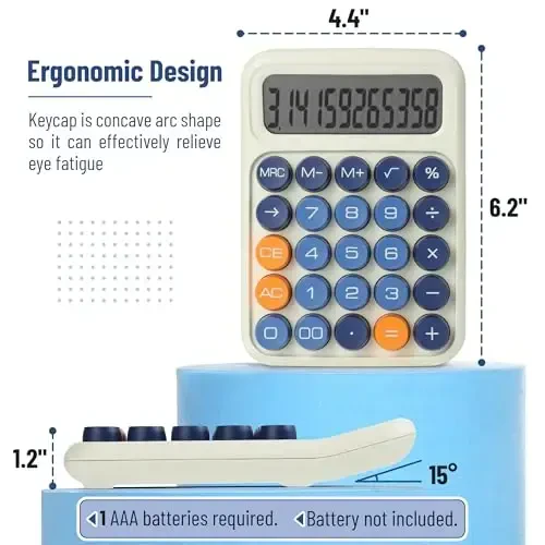 Mr. Pen - Mexanik kalit kalkulyatori, 12 xonali, Katta LCD displey, Rangli kalkulyator Katta tugmalar, Mexanik kalkulyator, Kalkulyatorlar Stol kalkulyatori, Chiroyli kalkulyator, Estetik kalkulyator - 2