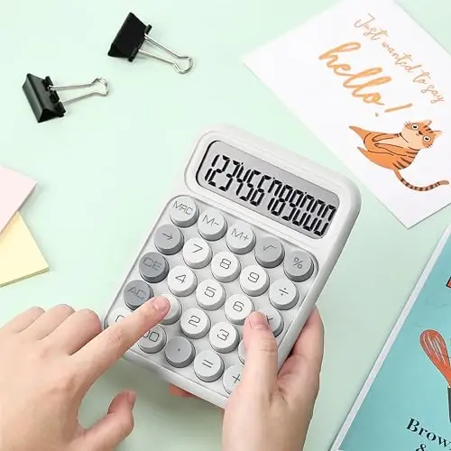 Mr. Pen - Mexanik kalitli kalkulyator, 12 xonali, katta LCD displey, kulrang kalkulyator katta tugmalar - 6