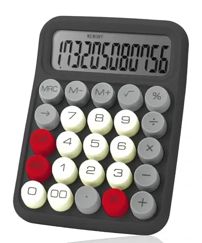 Mr. Pen - Mexanik kalitli kalkulyator, 12 xonali katta LCD displey, kulrang kalkulyator katta tugmalar - 1