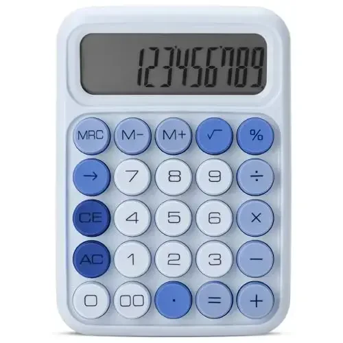 Mr. Pen - Mexanik kalitli kalkulyator, 12 xonali katta LCD displey, och ko'k kalkulyator katta tugmalar - 7