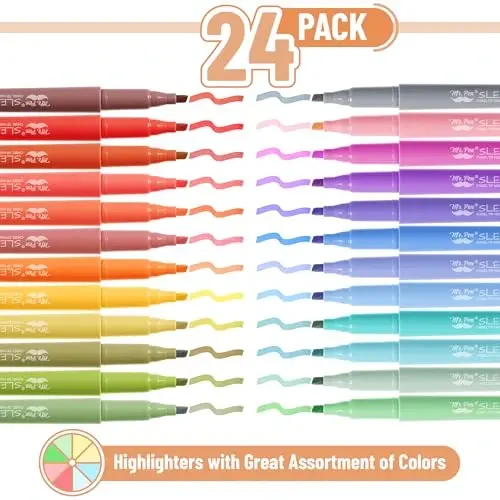 Mr. Pen- Pastel Highlighters, 24 Pack, Chisel Tip, Colorful, Cute Highlighters Assorted Colors, Quick Drying, Smear Resistant - MR. PEN (1)