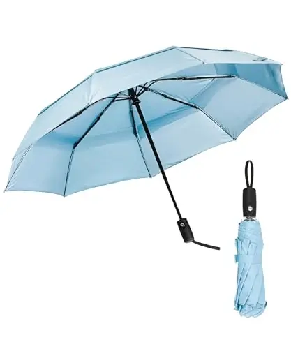 Mr. Pen Windproof Travel Umbrella, Light Cyan, Automatic, Compact, Rain Umbrella - MR.