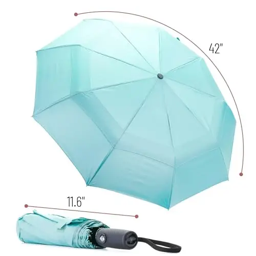 Mr. Pen Windproof Travel Umbrella - Light Blue, Automatic, Compact, Rain & Windproof - MR. (1)