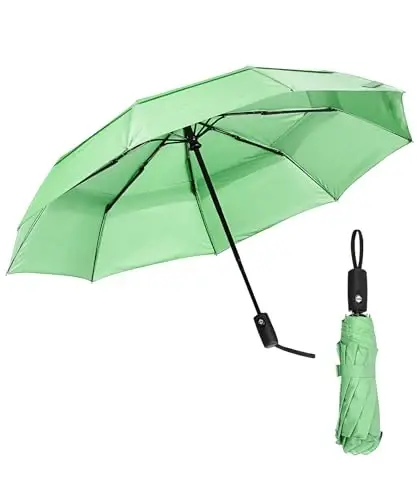 Mr. Pen Windproof Travel Umbrella - Light Green, Automatic, Compact, Rain & Windproof - MR.
