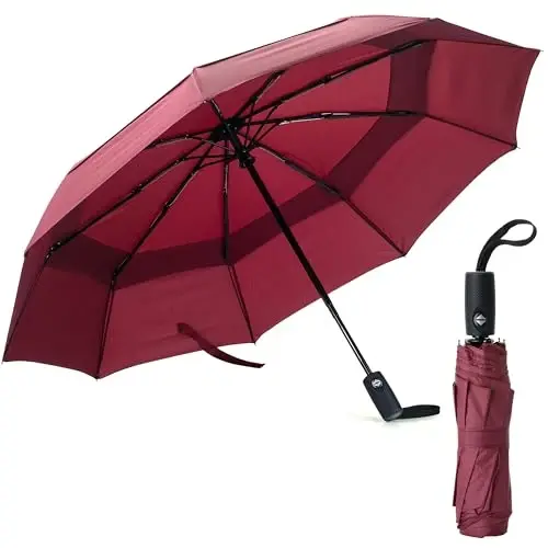 Mr. Pen- Windproof Travel Umbrella, Small Water-Resistant Automatic Folding Umbrella for Rain and Sun, Light, Compact and Portable for Women & Men, Fits Car & Backpack 