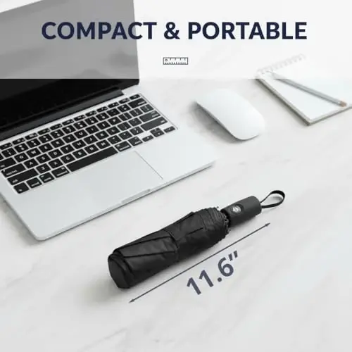 Mr. Pen- Windproof Travel Umbrella, Small Water-Resistant Automatic Folding Umbrella for Rain and Sun, Light, Compact and Portable for Women & Men, Fits Car & Backpack - 4