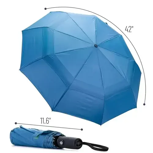 Mr. Pen Windproof Travel Umbrella - Blue, Automatic, Compact, Rain & Windproof - 2