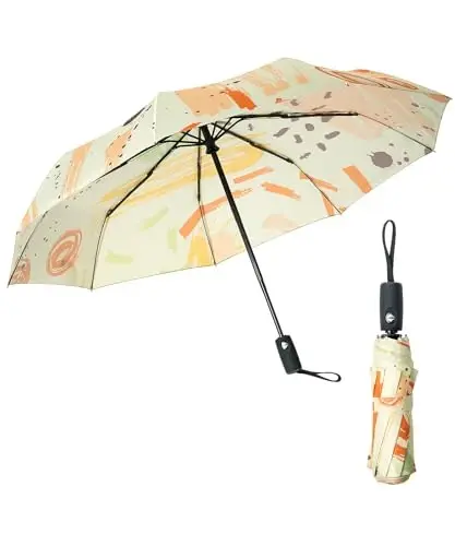 Mr. Pen Windproof Travel Umbrella - Automatic, Compact, Abstract Art Design for Rain and Wind - MR.