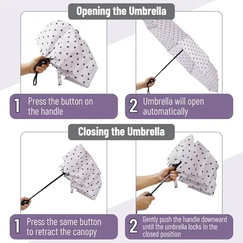 Mr. Pen- Windproof Travel Umbrella, Small Water-Resistant Automatic Folding Umbrella for Rain and Sun, Light, Compact and Portable for Women & Men, Fits Car & Backpack - 4